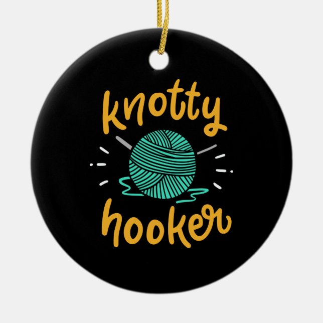 Crocheting Knitting for a Crocheter Ceramic Ornament (Front)