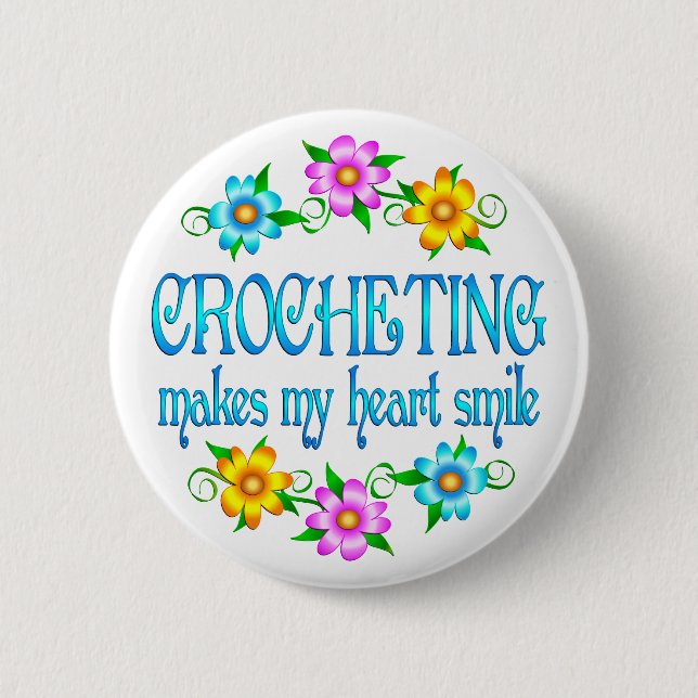 Crocheting Smiles 2 Inch Round Button (Front)