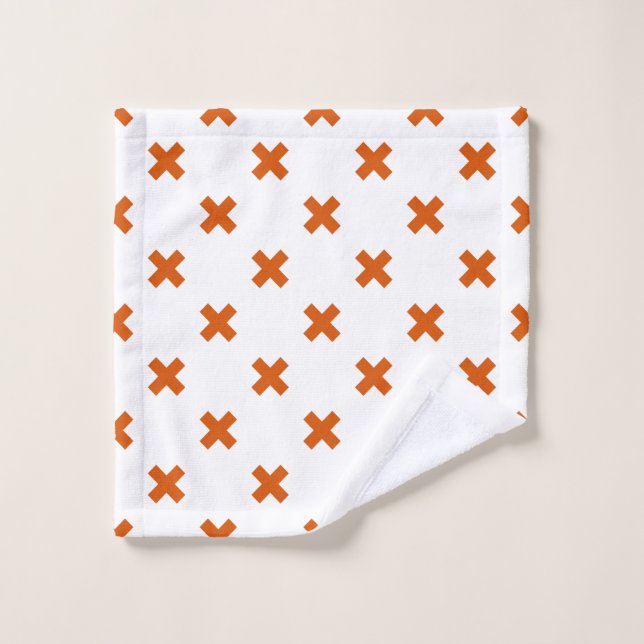 Crochets orange sur blanc (Gant de toilette)