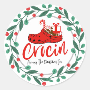 Crocin Around the Christmas Tree   Classic Round Sticker