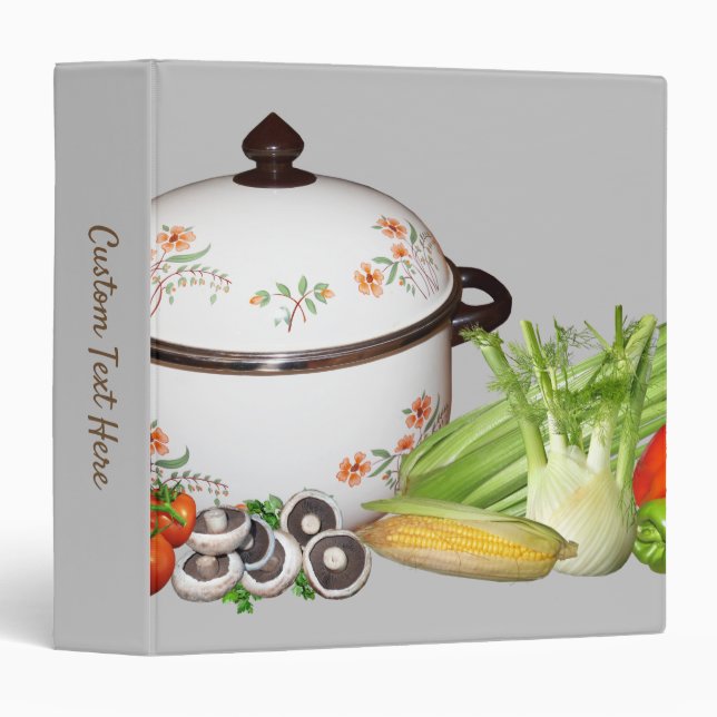 Crock Pot with Vegetables Personalize Recipe Binder (Front/Spine)
