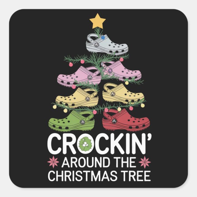 Crockin' Around The Christmas Tree Square Sticker (Front)