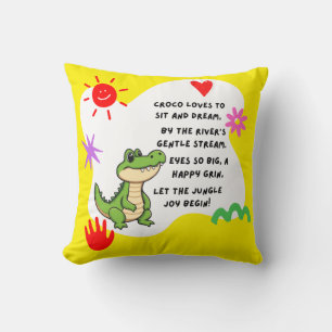 - “Croco’s Dream Stream” Throw Pillow