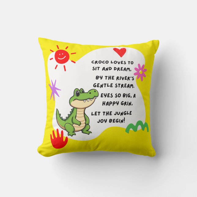 - “Croco’s Dream Stream” Throw Pillow (Front)