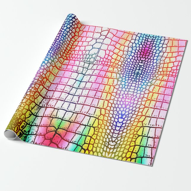 Crocodile abstract pattern, colourful pattern wrapping paper (Unrolled)