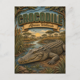 Crocodile African Wetlands POPCUT Postcard