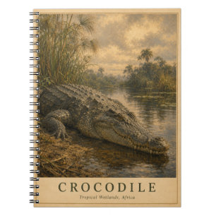 Crocodile African Wetlands VINTAGE Notebook