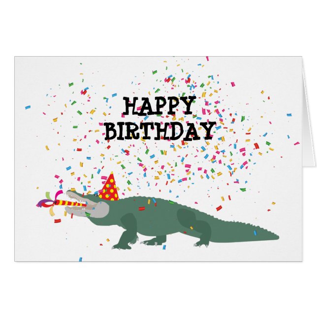 Crocodile Alligator - Animaux Carte d'anniversaire (Devant horizontal)
