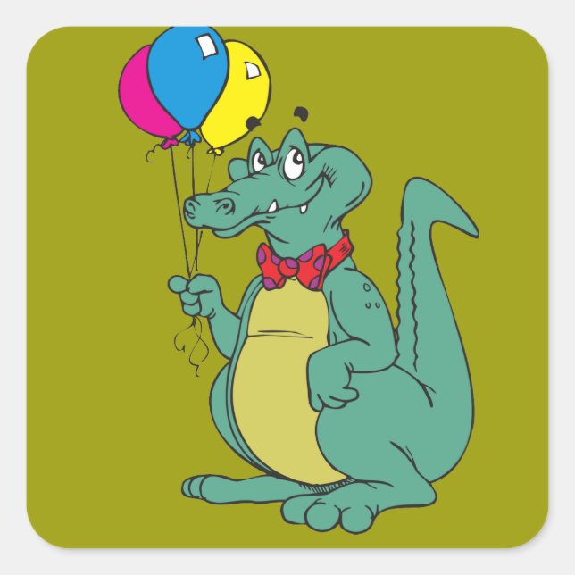 Crocodile / Alligator with Balloons Sticker (Front)