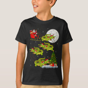 Crocodile Alligators Santa Sleigh Flying Funny Chr T-Shirt