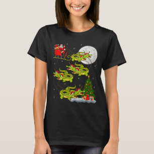 Crocodile Alligators Santa Sleigh Flying Funny Chr T-Shirt
