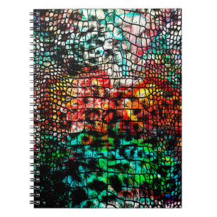 Crocodile and leopard pattern with colourful abstr notebook