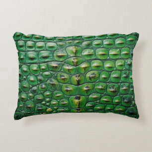 crocodile animal skin texture green scale wild rep accent pillow