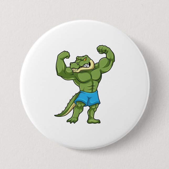 Crocodile as Bodybuilder extreme 3 Inch Round Button (Front)