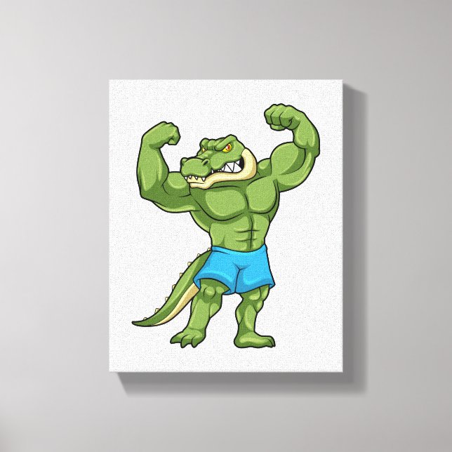 Crocodile as Bodybuilder extreme Canvas Print (Front)