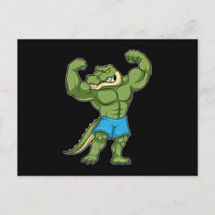 Crocodile as Bodybuilder extreme Postcard