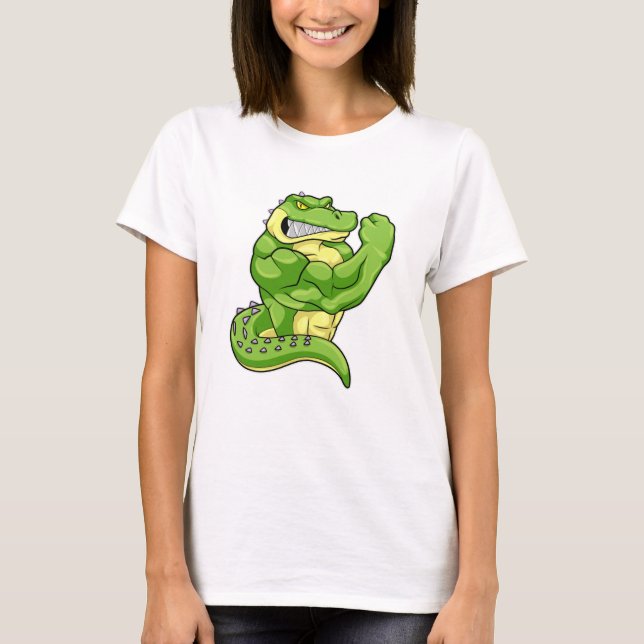 Crocodile as Bodybuilder with big Muscles T-Shirt (Front)