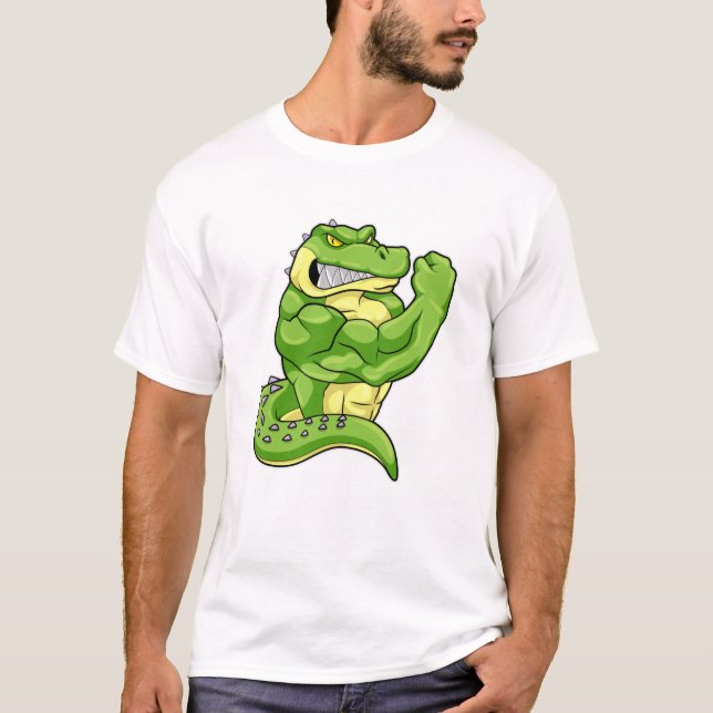 Crocodile as Bodybuilder with big Muscles T-Shirt (Front)