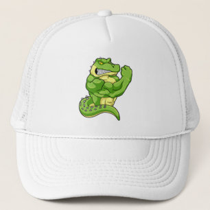 Crocodile as Bodybuilder with big Muscles Trucker Hat