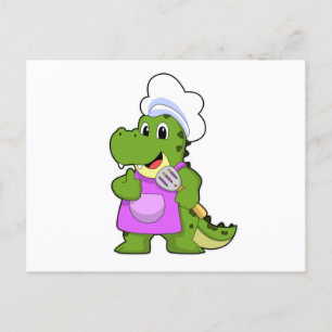 Crocodile as Cook with Spatula Postcard
