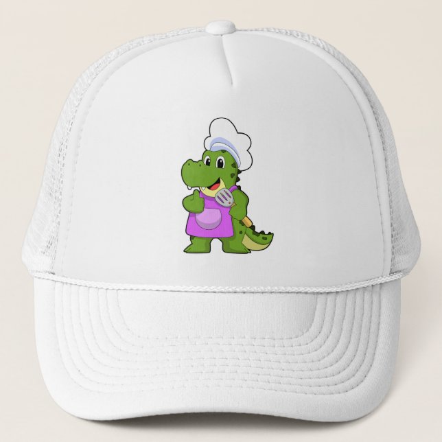Crocodile as Cook with Spatula Trucker Hat (Front)
