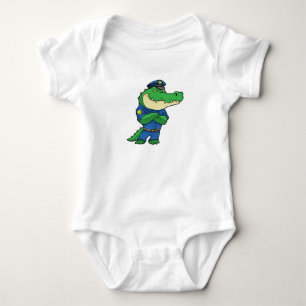 Crocodile as Police officer with Uniform Baby Bodysuit