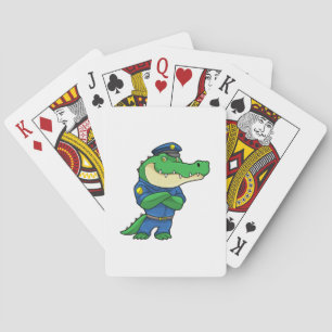 Crocodile as Police officer with Uniform Playing Cards