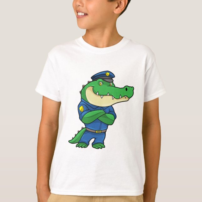 Crocodile as Police officer with Uniform T-Shirt (Front)