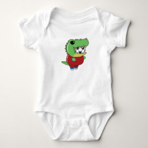 Crocodile as Soccer player with Soccer ball Baby Bodysuit