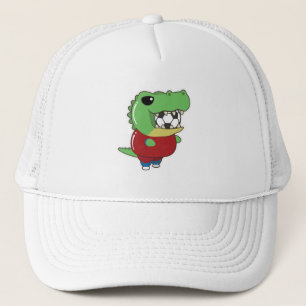 Crocodile as Soccer player with Soccer ball Trucker Hat