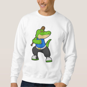 Crocodile at Baseball with Baseball bat Sweatshirt