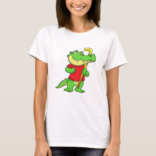 Crocodile at Field hockey with Hockey stick T-Shirt