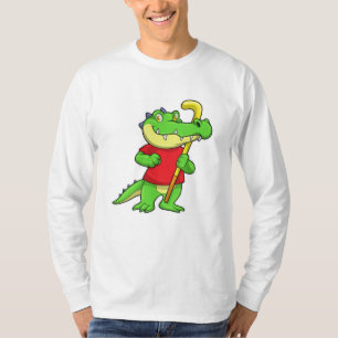 Crocodile at Field hockey with Hockey stick T-Shirt