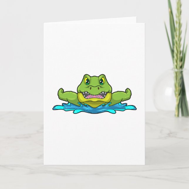 Crocodile at Swimming in Water Card (Front)