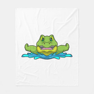 Crocodile at Swimming in Water Fleece Blanket