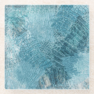 Crocodile Batik: Textured Fabric Art Glass Coaster