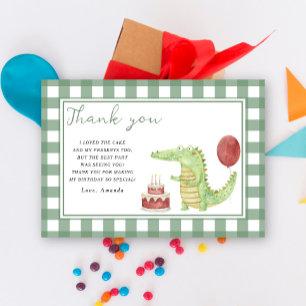 Crocodile birthday party thank you card