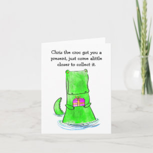 Crocodile birthday present card