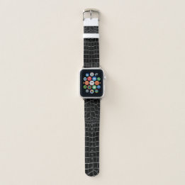 Crocodile Black Faux Leather Pattern Apple Watch Band