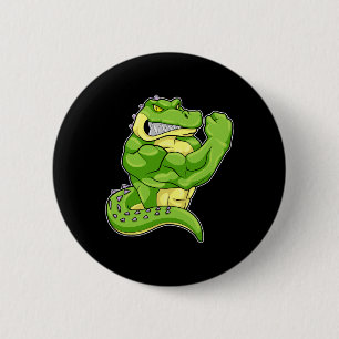 Crocodile Bodybuilder Bodybuilding Sports 1  2 Inch Round Button