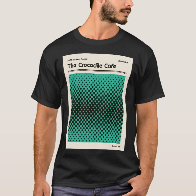 Crocodile Cafe Retro Art  T-Shirt (Front)