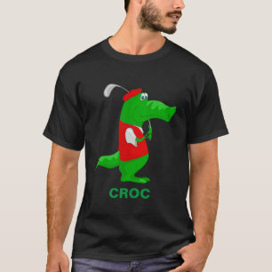 Crocodile Cartoon Golfer Personalize Name T-Shirt