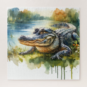 Crocodile Charm REF172 - Watercolor Jigsaw Puzzle