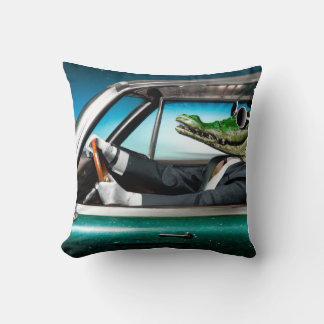 Crocodile Chauffeur Throw Pillow