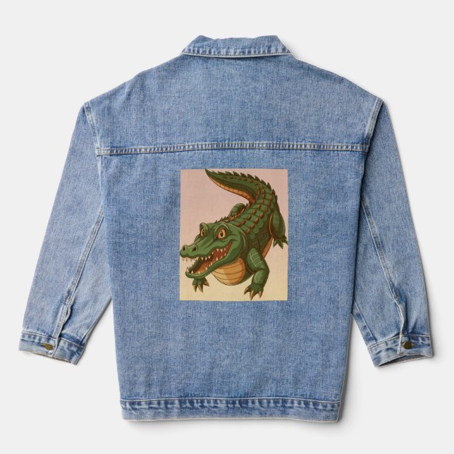 Crocodile Conception Sur Veste Denim Femme (Verso)