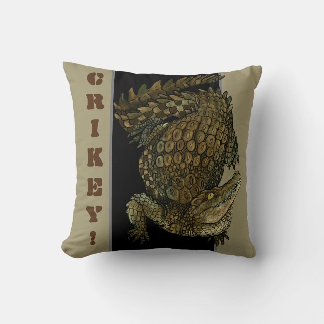 Crocodile Crikey! Throw Pillow (Front)