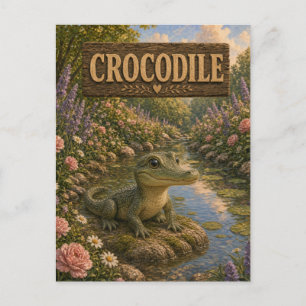 Crocodile Cute Baby Storybook Nursery Animal Postcard