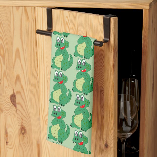 Crocodile Design Any Colour Background Kitchen Towel (Thirds Fold)