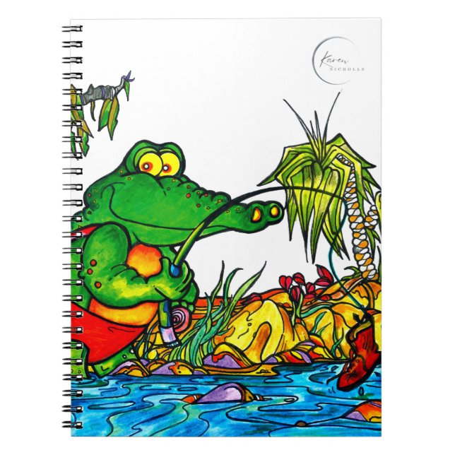 Crocodile Fishing Spiral Notebook (Front)