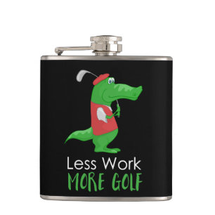 Crocodile Golfer Funny Hip Flask
